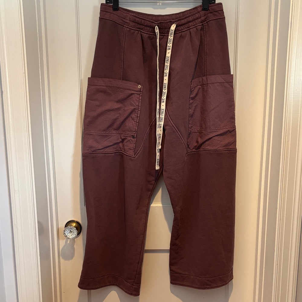 NWT We the Free Jet Set Knit Pull On Pants in Plum color